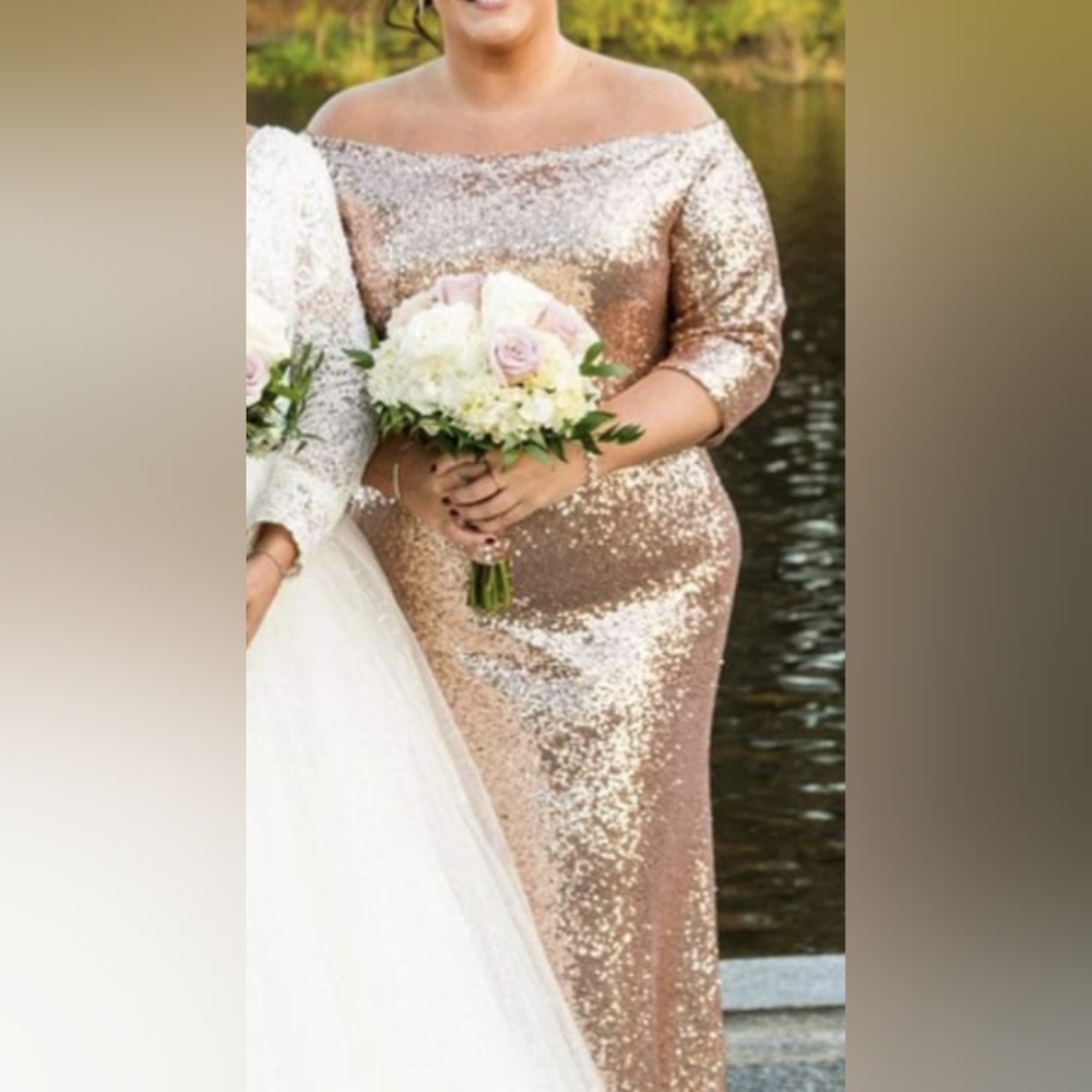 Rose gold sequin bridesmaid dress